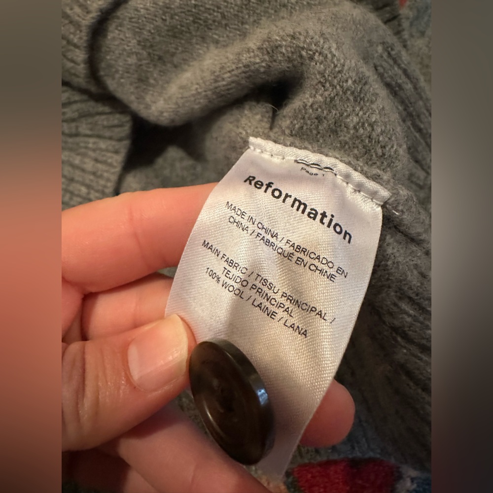 Reformation Gray Button-Front V-Neck Cardigan - image 7